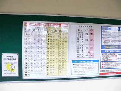 待合室の時刻表