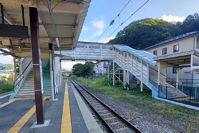 島式ホームと跨線橋
