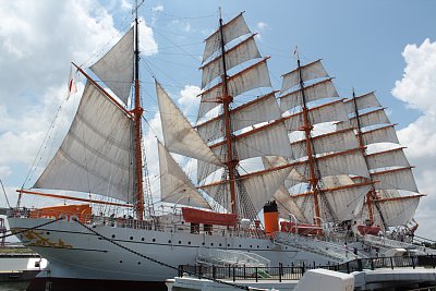 海王丸総帆展帆を後部から