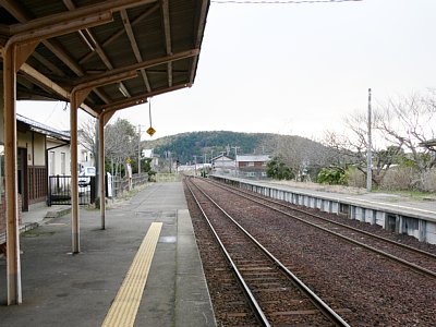 1番ホームから下り方面を見る