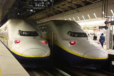 東京駅に並んで停車するE4系